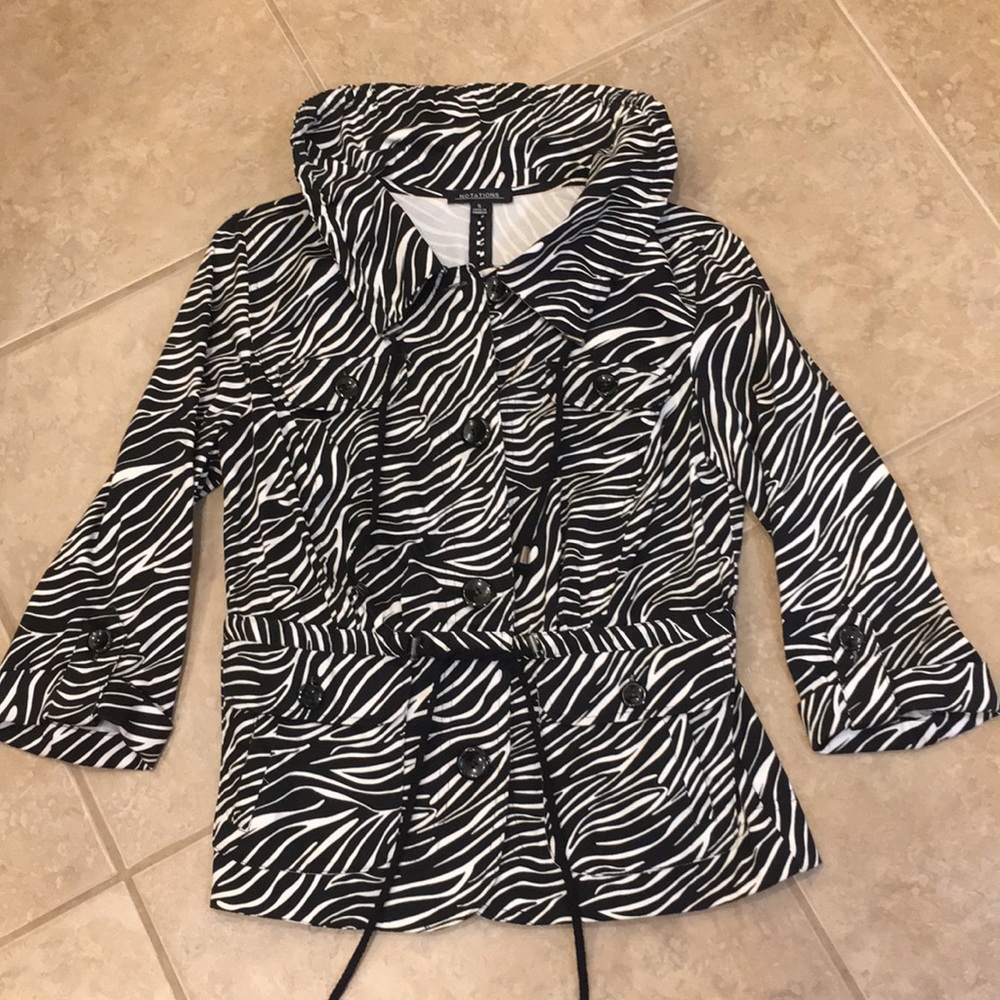 Notations Zebra Striped Jacket, 3/4 Sleeve